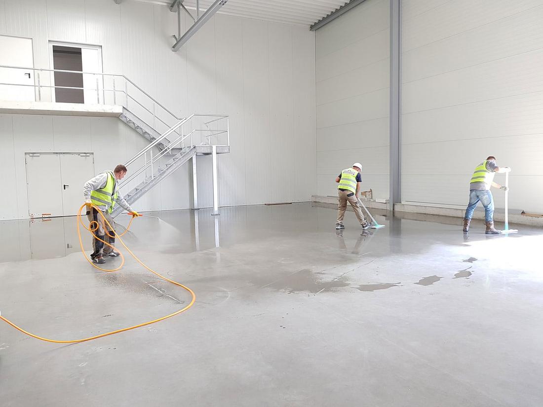 Crew cleaning out an empty building