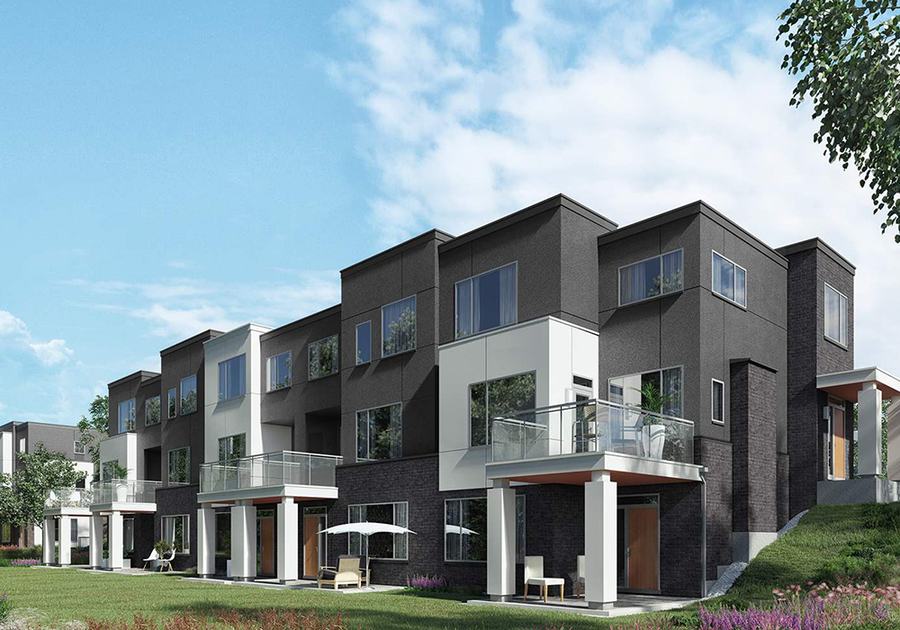 Row of modern rental townhomes
